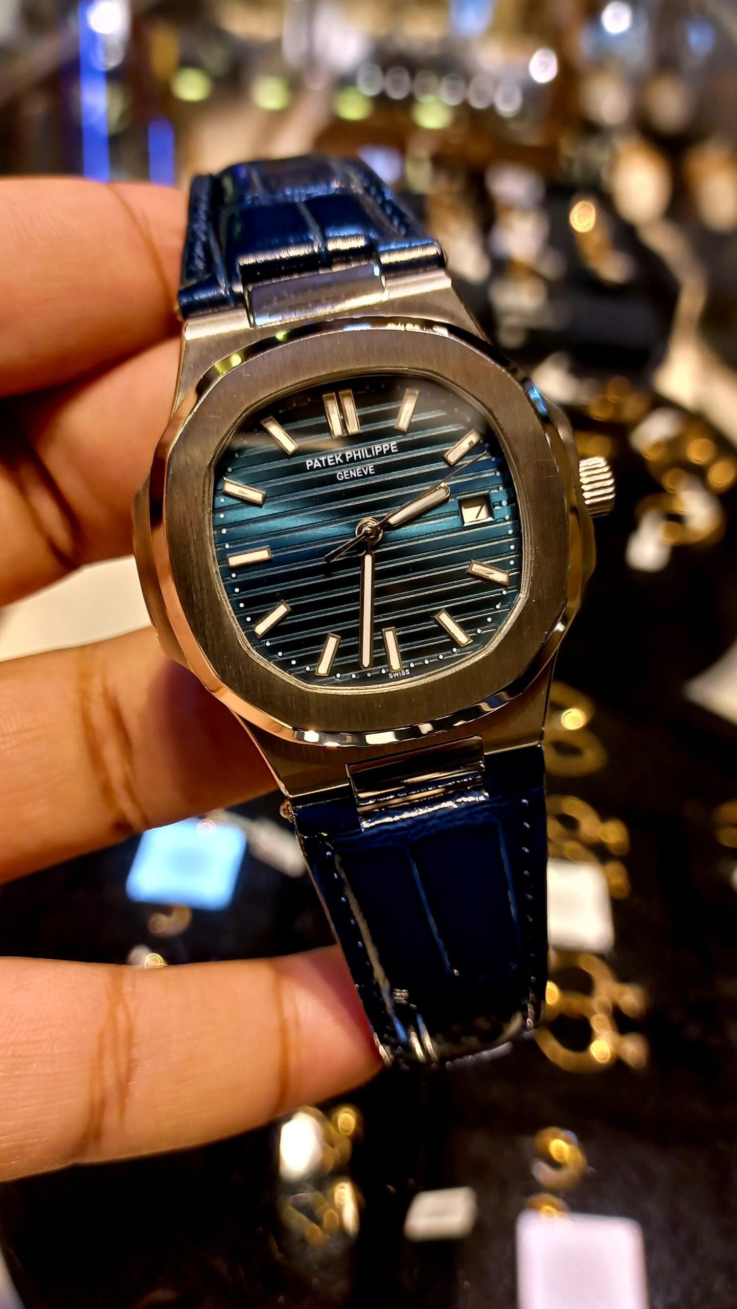 Patek philippe outlet blue leather strap