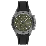 HUGO BOSS Admiral Black Silicone Strap Green Dial Chronograph Quartz Watch for Gents - 1513967