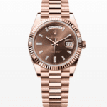 Rolex daydate Rose gold chocolate dial baguette super clone watch