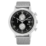 Citizen AN3610-80E Silver Mesh Strap Black Chronograph Watch