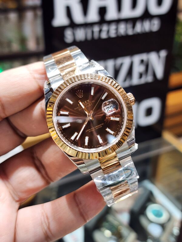 Rolex Datejust 41mm Chocolate stick dial with two tone Oyster Bracelet